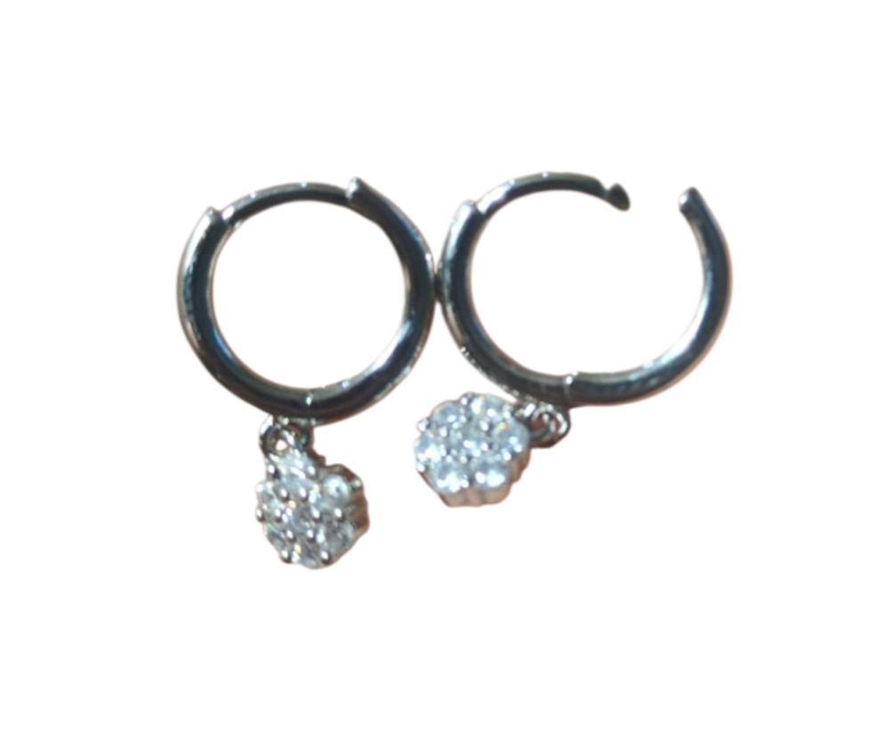 Gogoey 14K Silver Diamond Drop Earrings